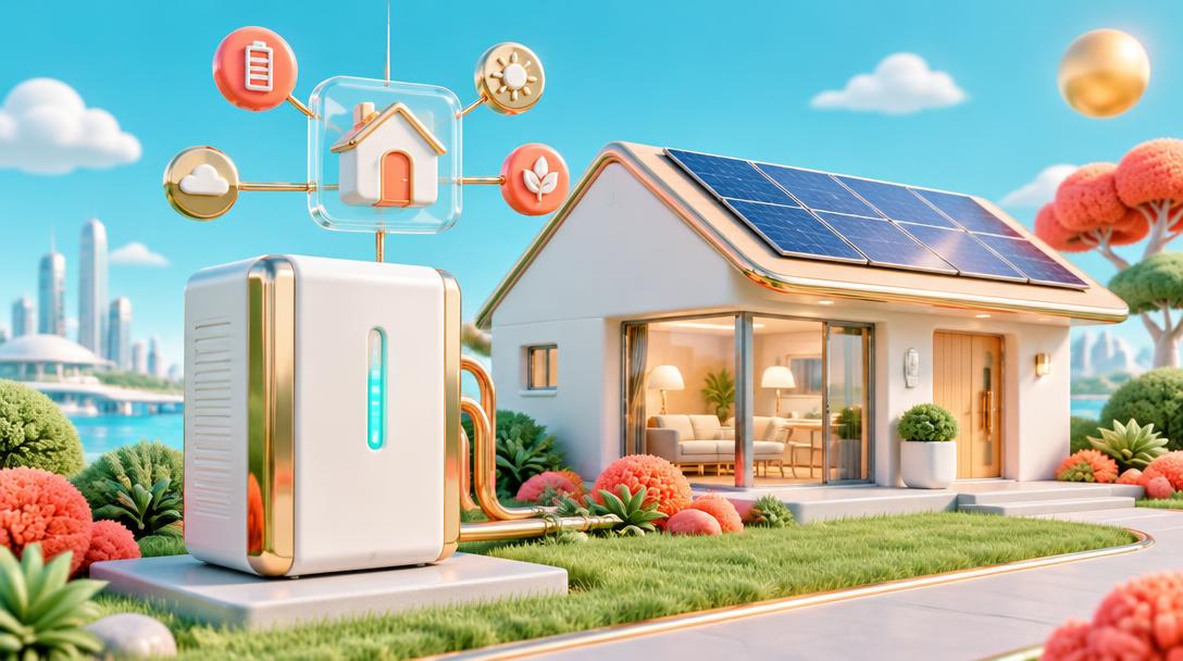 Concept illustration of home battery storage and rooftop solar